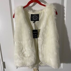 Chocolate- Ivory faux fur vest